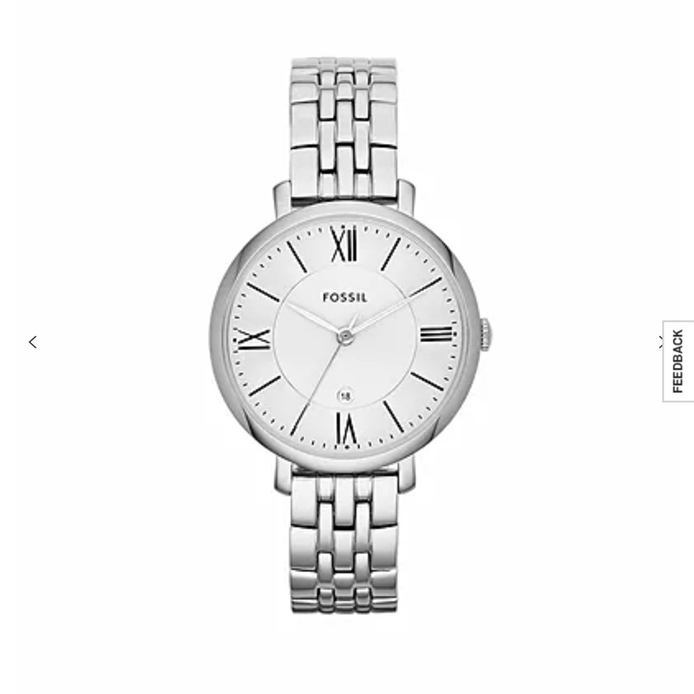 Fossil slim silver tone watch